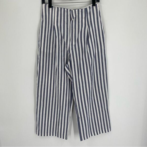 Zara Blue and White Striped Wide Leg Trousers size M - Picture 1 of 3